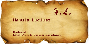 Hanula Luciusz névjegykártya